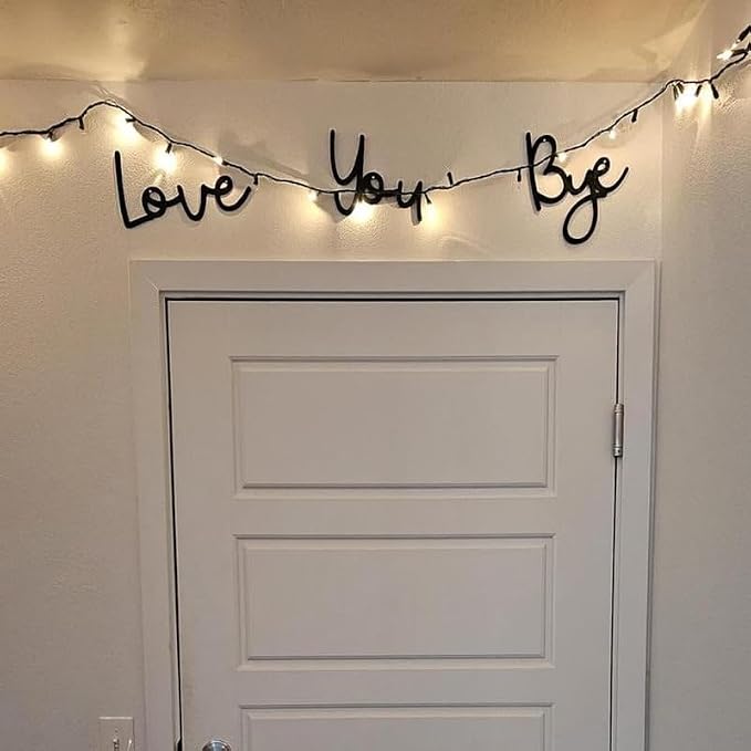 2025 New Year Gift - Cute Metal Door Topper Love You Bye Over Door Frame Decor Corner Sign Black Ornaments Wood Decorations Funny Christmas (Love You Bye-A) - Image 3