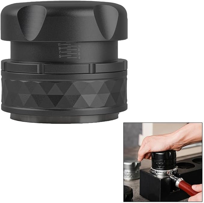 Coffee Palm Tamper Leveler Spring Loaded 51/53/58mm Stainless Steel Flat Base For Espresso Machine Portafilter, Balanced Elastic Constant Espresso Tamper With Scale(51mm)