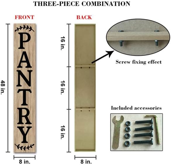 Vertical Pantry Sign Wall Decor 8"x48" Pantry Decor Farmhouse Wood Large Pantry Sign for Hanging Kitchen Sign Wood Sign Vertical Sign Wood Sign Kitchen Wall Art Decor Hanging Plaque Sign - Image 4