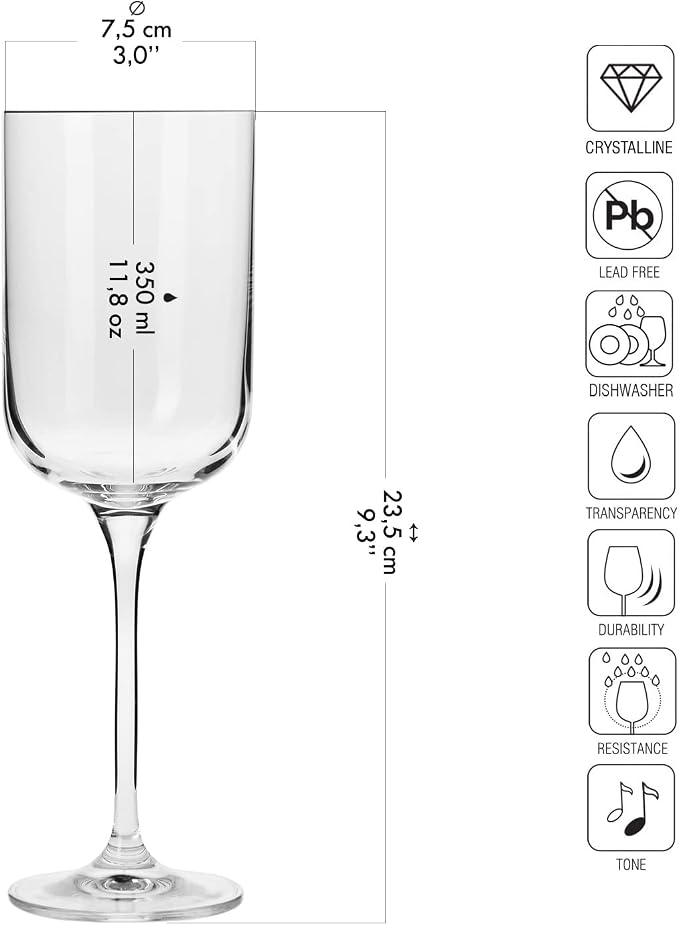 KROSNO Red Wine Glasses Set of 6, 11.8 oz, Glamour Collection | Wine Tumbler, Lead-Free Crystal Glassware, Drinking Glasses, Elegant Cups, Home & Restaurant, Dishwasher Safe - Image 2