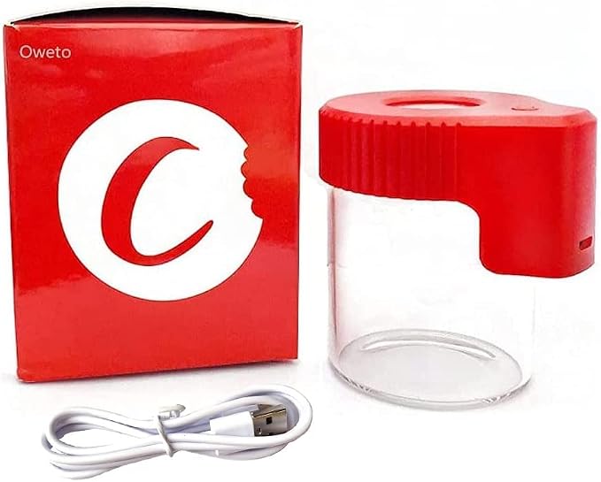 Led Transparent Glass Seal Storage Jar, Light-Up Magnifying Ornamental Glass Bottle（Red） by Oweto