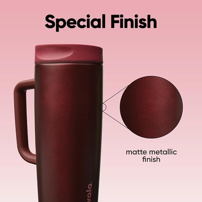 Owala SmoothSip Slider Stainless Steel Insulated Travel Mug with Handle, 100% Leak Proof, For Hot and Cold Drinks, Travel Friendly with Sliding Lock Lid, BPA Free, 24 oz, Black Cherry - Image 5
