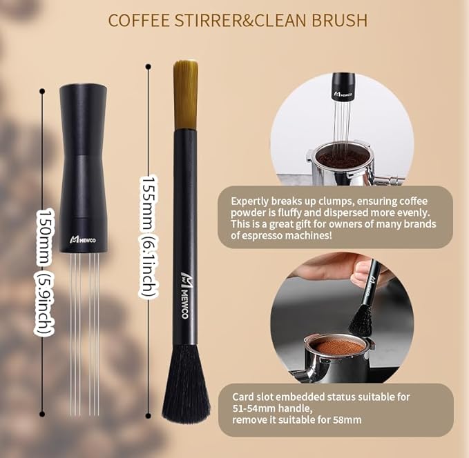 7 Pack Espresso Tamper Station&Coffee Distributor Tamper&Espresso WDT Stirrer&Coffee Tamping&Brush&Coffee Dosing Funnel&Espresso Puck Screen, Espresso Accessories for Bar Home Office (58 mm)