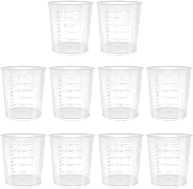 10 Pcs 1 oz (30 ml) PP Plastic Measuring Cups, Small Liquid Graduated Beakers for Kitchen Baking, Cooking, Epoxy Resin, Labs & Medicine