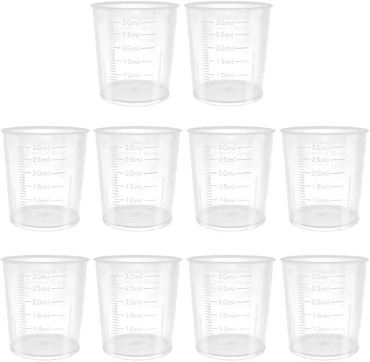 10 Pcs 1 oz (30 ml) PP Plastic Measuring Cups, Small Liquid Graduated Beakers for Kitchen Baking, Cooking, Epoxy Resin, Labs & Medicine
