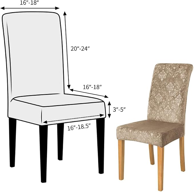 FORCHEER Chair Covers for Dining Chairs Set of 4,Velvet Beige Stretch Dining Room Chair Cover Kitchen Parsons Chair Slipcovers (Pack of 4, Velvet Beige) - Image 5