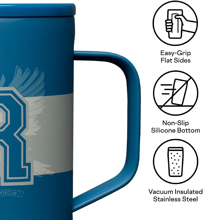 Corkcicle Harry Potter Coffee Mug - Stainless Steel Insulated Cup With Lid For Tea & Coffee - Non-Slip Silicone Base - Durable Travel Mug - Dishwasher Safe - BPA Free - Easy Grip - 16 oz - Ravenclaw - Image 2