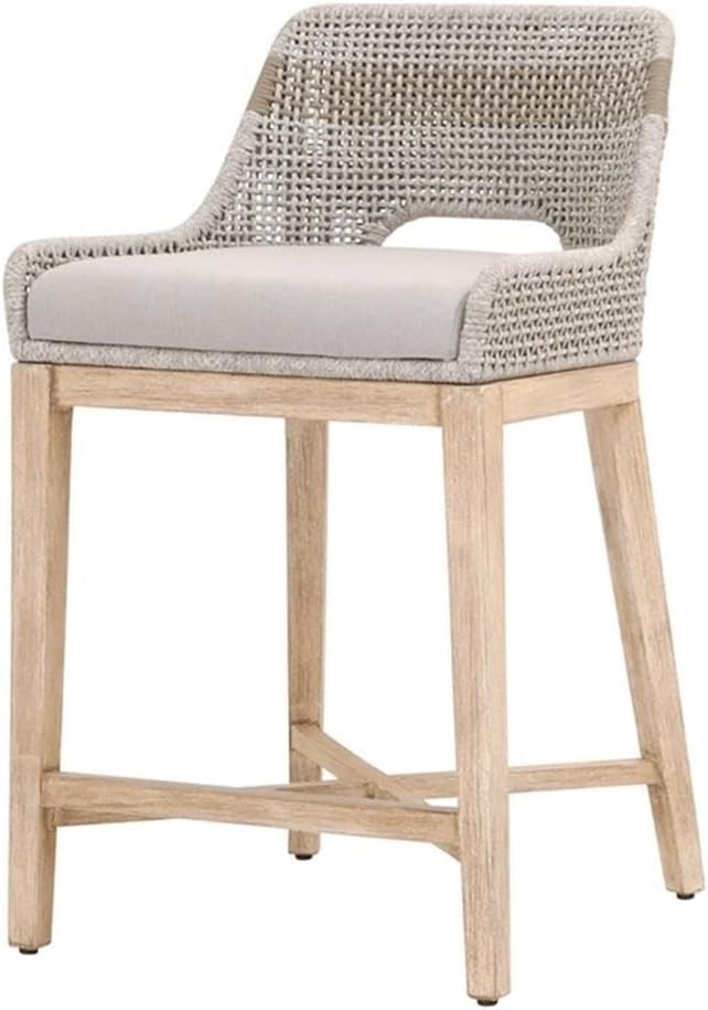 MAKLAINE Bar Stool Chair in Gray | Seat Height 35" | with Semi-Circle Seat, Footrest, Backrest | Indoor for Dining Room Kitchen Counter Table - Image 9