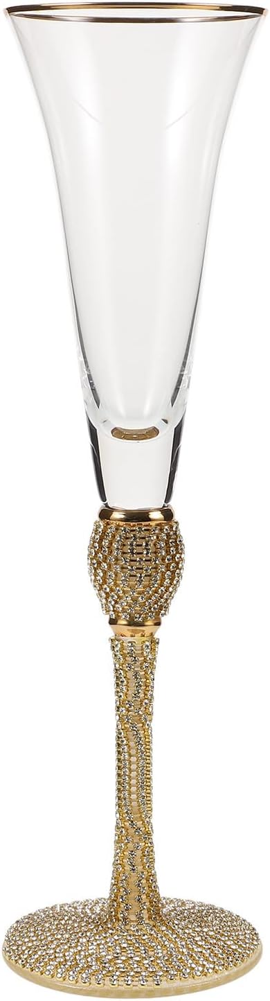 VICASKY Elegant Glass Cocktail Glasses with Gold Rim, Tall Sparkling Wine Flutes for Wedding and Party, Practical and Easy to Clean Unique Drinking Glassware by VICASKY
