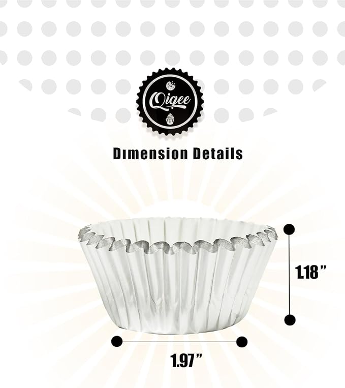 qiqee Foil Cupcake Liners, 500 Count, Standard Size, Silver - Image 2