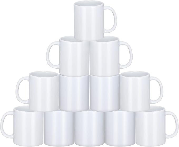 Sublimation Mugs, 12Pcs Coffee Mugs Blank White Ceramic Coffee Mug Set Sublimation Cups 11 oz Christmas Coffee Mug for Hot Chocolate Latte Tea Milk DIY Products by Yephets