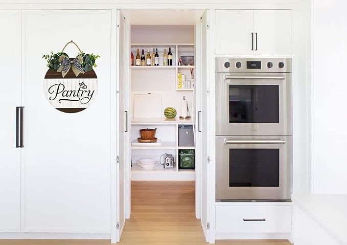 KPSheng Pantry Sign Pantry Wall Decor Farmhouse Pantry Sign Wooden Rustic Pantry Sign Retro Pantry Hanging Sign Wooden Art Printed Decor for Home Pantry Room Holiday Decoration 11in - Image 4