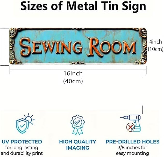 Bar Sign Bar Gifts Vintage Metal Wall Decor Sign"SEWING ROOM" Street Sign Funny Man Cave Decor Accessories for Home, Bar, Bathroom, Bedroom Unique Retro Tin Signs for Outdoor 4 X 16 inches - Image 4