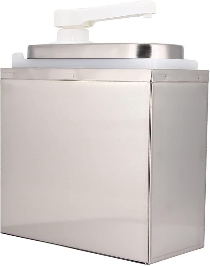 Sauce Pump Dispenser, Stainless Steel Condiment Pump Station with Lid and Base Coffee Syrup Dispenser for Home Restaurant Hotel (2L base included)