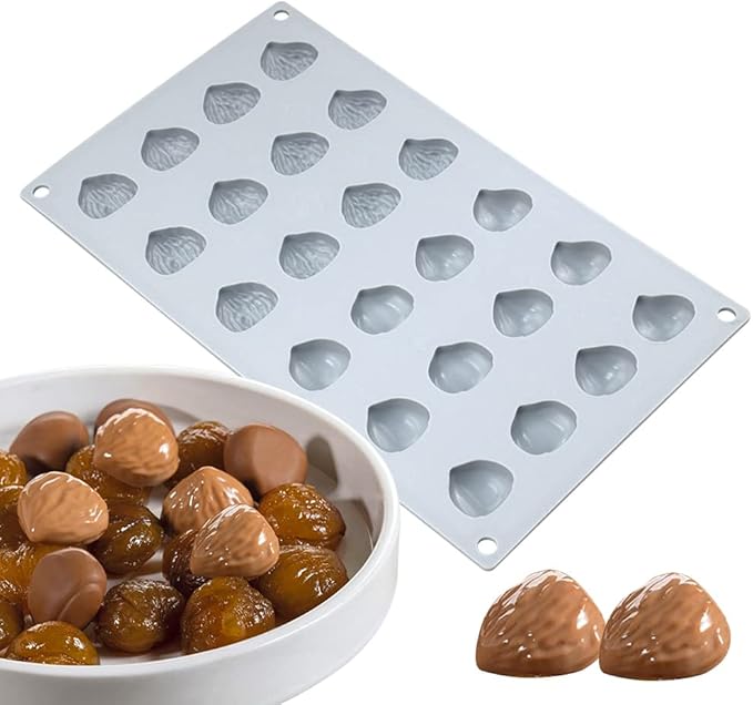 mostsom Mini Chestnut Chocolate Mold,Silicone Molds,Small Jelly Bean,Pastry,Candy,Fondant Molds (Chestnut K)