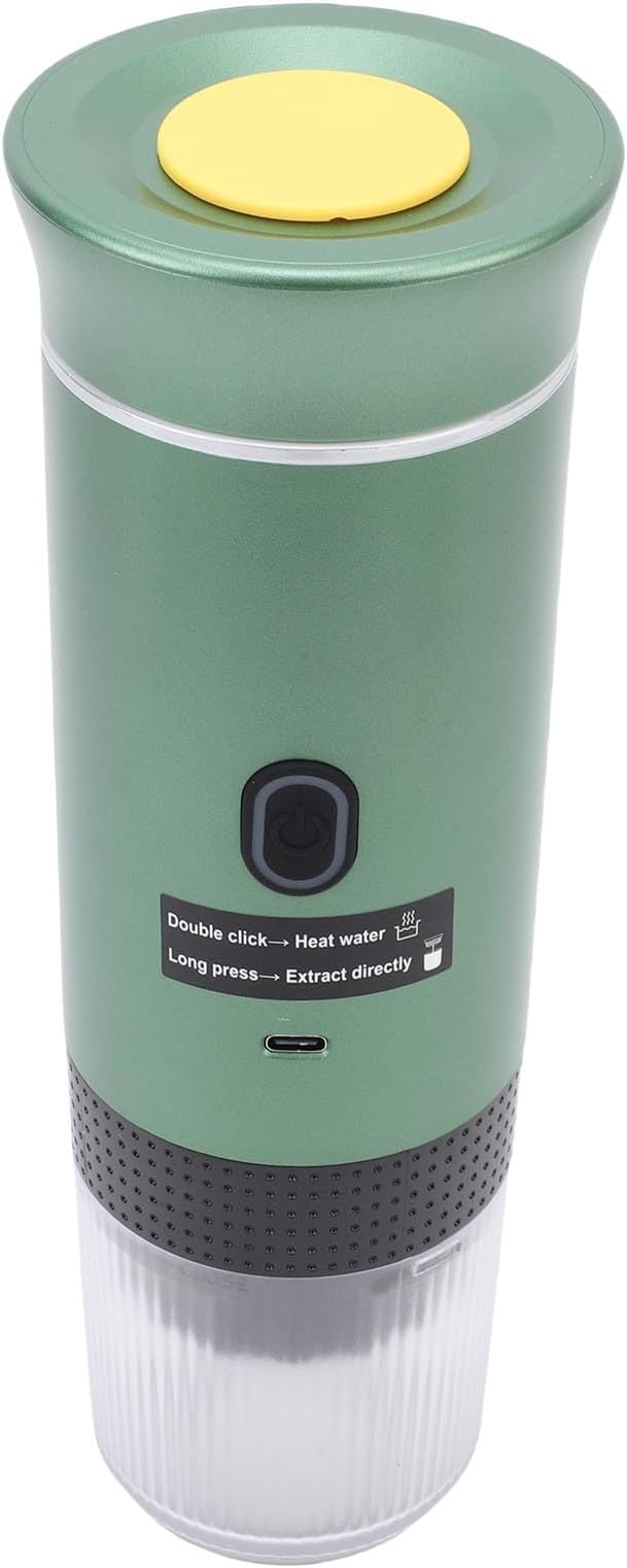 Keenso Portable Capsules Coffee Maker ABS 304 Stainless Steel Portable Coffee Machine 72W 120mL 20 Bar USB C Heated Brewing for Travel Office Camping Ground (Green) - Image 2