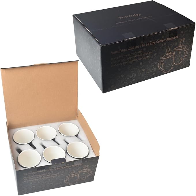 homEdge Porcelain Mug Set, 16 Ounces Cup for Tea, Latte, Mocha, Hot Chocolate, Set of 6, Navy - Image 7