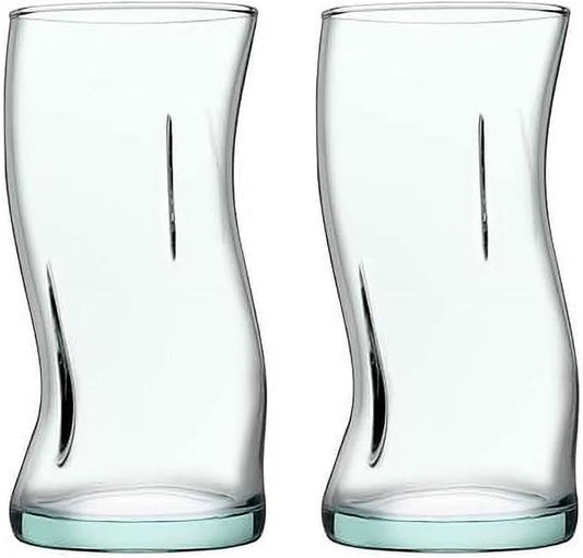 (2 pack) Clear Green Glassware, 14.9 oz by PAKEKE