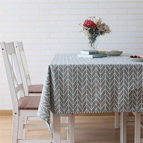 meioro Grey Farmhouse Table Cloth Rectangle Cotton Linen Nordic Twill Tablecloths Wrinkle Free Fabric Arrow Stripe Table Cloths Rustic Cover for Kitchen Dining Party Outdoor Picnic(55 x 120 Inch) - Image 2