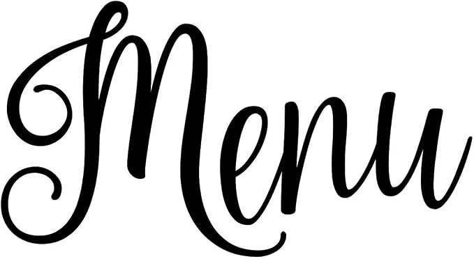 Menu 4w x 2h Label | Home Organization | Die Cut Vinyl Decal | Black Fancy Font (Sticker Only) by MinglewoodTrading