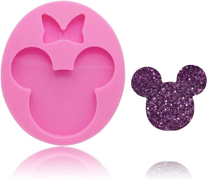 Cute Mouse Head Bow Silicone Mold for DIY Chocolate Candy Pudding Gum Paste Cupcake Cake Topper Decoration Desserts Jelly Shots Handmade Ice Cream Ice Cube Crystal Soap Mould Fondant Mold by Seedomes