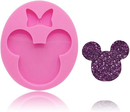 Cute Mouse Head Bow Silicone Mold for DIY Chocolate Candy Pudding Gum Paste Cupcake Cake Topper Decoration Desserts Jelly Shots Handmade Ice Cream Ice Cube Crystal Soap Mould Fondant Mold by Seedomes