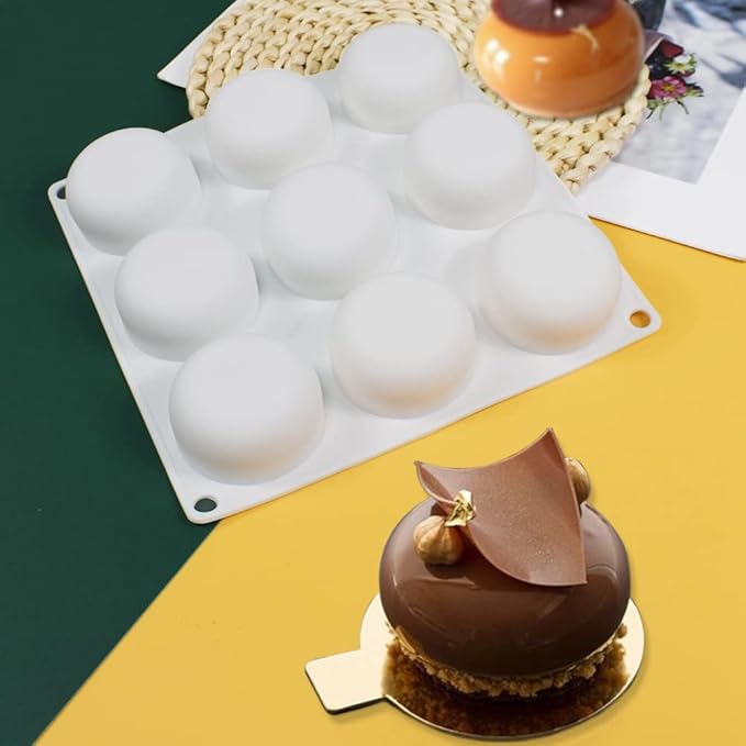 mostsom Silicone Chocolate Half Round Mold Medium Semi Sphere Silicone Mold,Half Sphere Silicone Baking Molds for Making Chocolate, Cake, Jelly, Dome Mousse (Oblate Spheroid A)