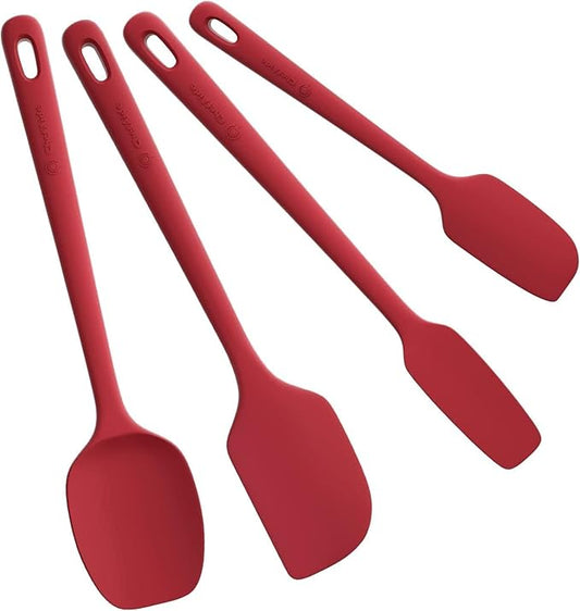ChefAide 4 Pieces Silicone Spatula Set, Food Grade Rubber Spatula, Upgrade Strong Handle with Ergonomic Grip, Heat Resistant for Nonstick Cookware, Cooking by ChefAide
