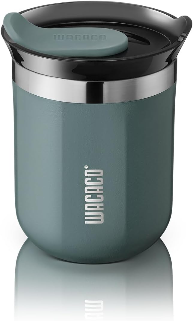 WACACO Octaroma Classico Vacuum Insulated Coffee Mug, Double-wall Stainless Steel Travel Tumbler With Drinking Lid, 6 fl oz (180ml), Cadet Blue by WACACO