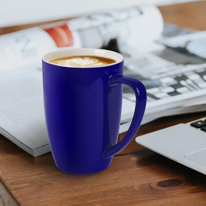 homEdge Porcelain Mug Set, 16 Ounces Cup for Tea, Latte, Mocha, Hot Chocolate, Set of 6, Navy - Image 4