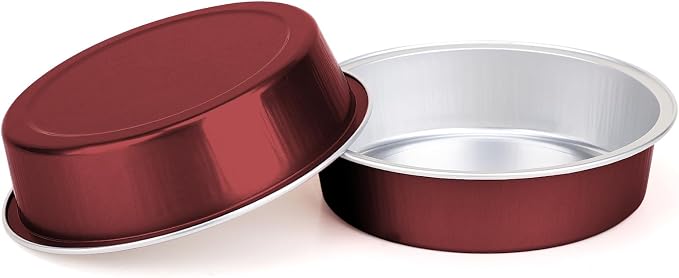 Beasea Disposable Mini Pie Tins with Lids, 50 Pack 4” 7.3oz 215ml Small Round Aluminum Baking Tart Foil Container for Individual Dessert Cupcake Cheesecake Ramekin Quiche Oven Dishes - Wine Red - Image 6