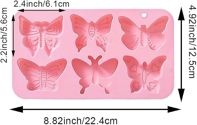 2 PACK 6 Design Butterfly Shaped Silicone Molds, 3D Butterfly Themed Baking Mould Tray DIY Baking Tool for Chocolate Cake Dessert Candy Mousse Pastry Candy Polymer - Image 2