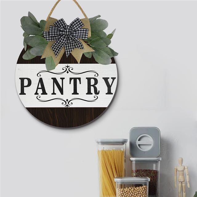 Pantry Sign Pantry Wall Decor Farmhouse Pantry Sign Wooden Rustic Pantry Sign Retro Pantry Hanging Sign Wooden Art Printed Decor for Home Pantry Room Holiday Decoration 11" - Image 2