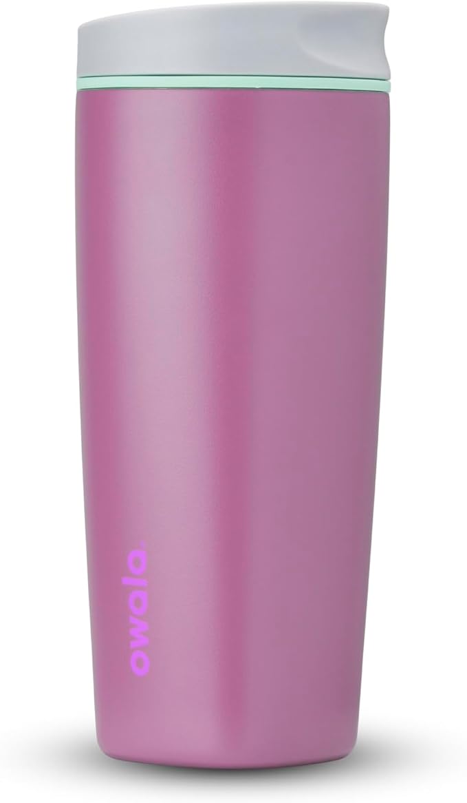 Owala SmoothSip Slider Insulated Stainless Steel Coffee Tumbler, Reusable Hot or Iced Coffee Cup and Travel Mug, BPA Free 20 oz, Plum Perfect by Unknown