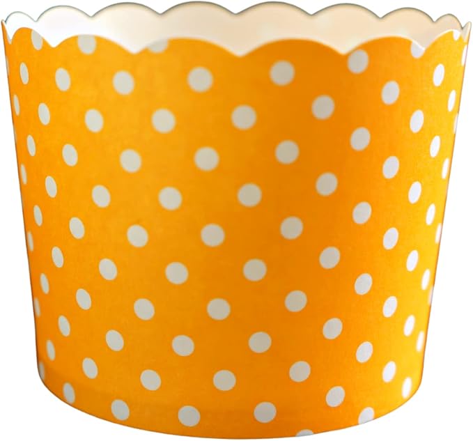Paper Baking Cups (Polka Dots), Greaseproof Disposable Cupcake Liners (Orange, Large Cups (50-Pack)) - Image 2