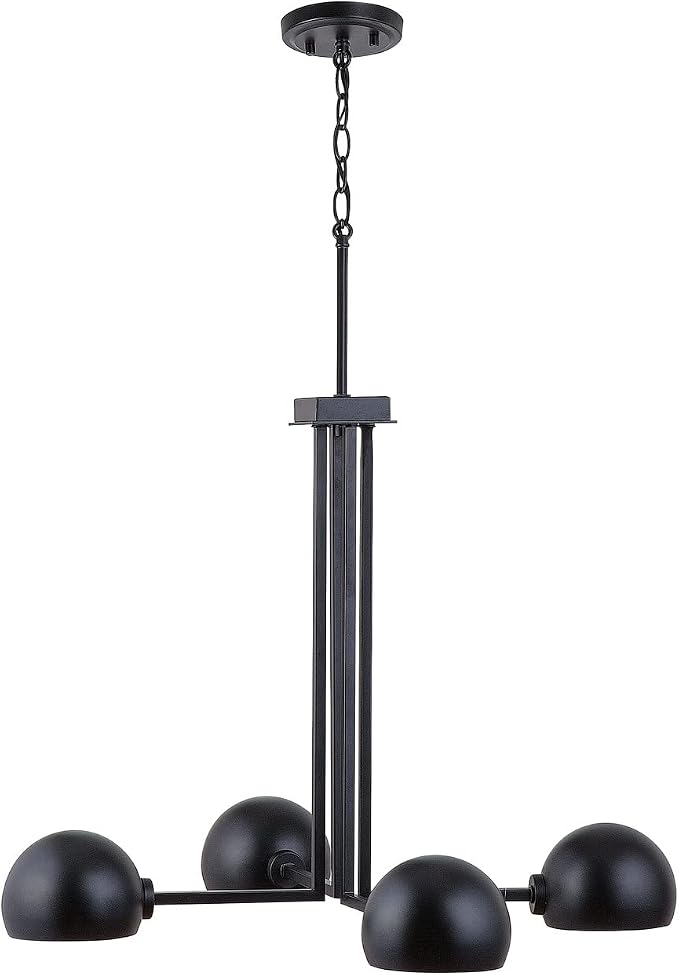 Capital Lighting 433141MB Hadley Urban/Industrial Curvy Arm Dome Chandelier, 4-Light 240 Total Watts, 21" H x 27" W, Matte Black - Image 4