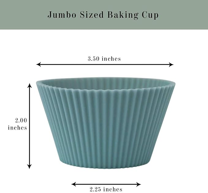 Reusable JUMBO Silicone Baking Cup, Non-Toxic, BPA Free, Dishwasher Safe, Jumbo, 12 Pack, White Blue Green - Image 7