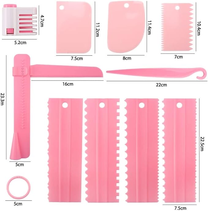 11 Pcs Cake Scraper Set Cake Edge Scraper Cutters with Adjustable Butter Smoothing Cream Scraper Tool Cake Decorating Comb Icing Smoother for Cake Cream Baking Decorating