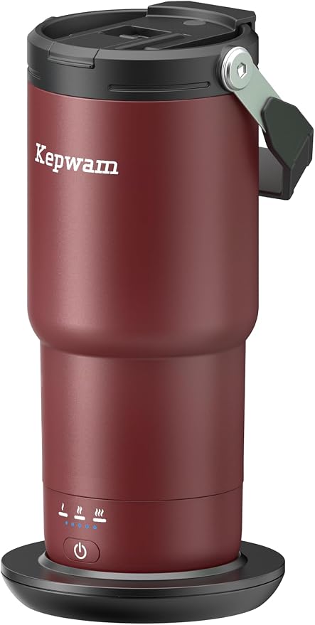Kepwam Heated Coffee Mug Rechargeable T3, 20oz Self-Heating Travel Mug for Coffee with 1℉ Precise Temperature Control & App, Portable Cup Warmer for Outdoor & Car (Fits Cup Holders) by Kepwam
