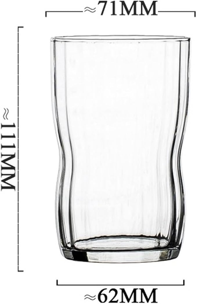 Tea Cup Clear Lead-free Drinking Glasses Ribbed Glassware Water for Cocktails(Small) - Image 2