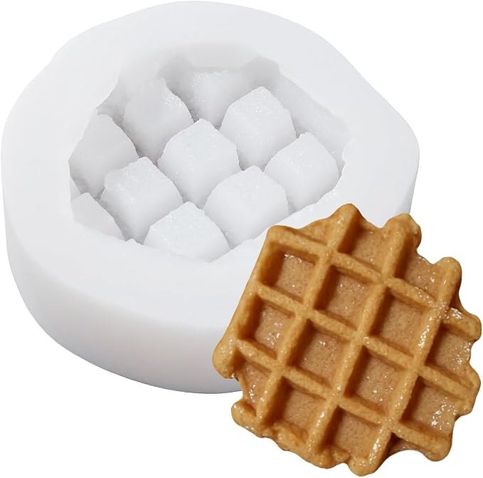 Waffle Silicone Mold, Artificial Food Fondant Mold, Simulated Waffle Candle Molds, Cookie Waffle Mold, French Bread Waffle-Shape Soap Molds For Aromas Chocolate Candy Dessert Clay Resins by Liobelon
