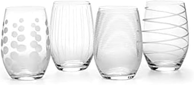 Mikasa Cheers Stemless Wine Glasses, Set of 4, 17-Ounce Clear Glasses, Durable and Elegant, Perfect for Red or White Wine, Dishwasher Safe by Mikasa