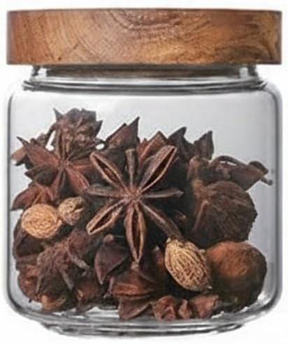 Clear Glass Storage Jars with Acacia Wood Lids for Pantry Organization - Dry Food Containers for Kitchen Countertops by Unknown