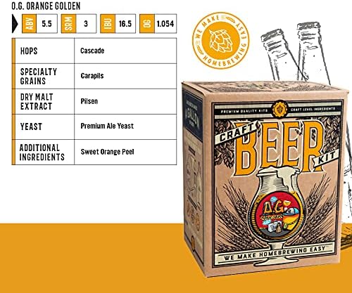 Craft A Brew - O.G. Orange Golden - Beer Making Kit - Make Your Own Craft Beer - Complete Equipment and Supplies - Starter Home Brewing Kit - 1 Gallon