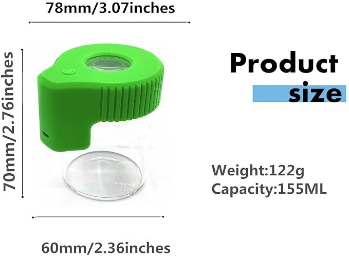 Led Transparent Glass Seal Storage Jar, Light-Up Magnifying Ornamental Glass Bottle（Green） - Image 5