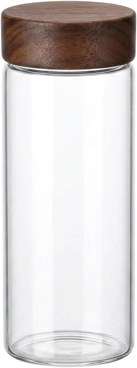 Clear Glass Storage Jar with Acacia Wood Lid - Kitchen Canister for Pantry Organization, Countertop Display, and Dry Food Storage by Unknown