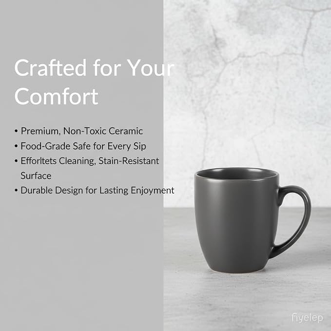 GBhome 16 oz Coffee Mug Set of 6, Large Ceramic Coffee Mugs for Men Women | Modern Stoneware Coffee Mugs Set with Handle for Tea/Latte/Cappuccino/Milk/Cocoa, Dishwasher & Microwave Safe - Image 4