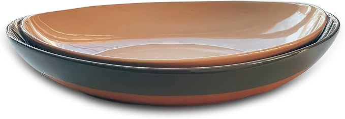 Mora Ceramic Large Serving Bowls- Set of 2 Oval Platters for Entertaining. Modern Kitchen Dishes for Dinner, Fruit, Salad, Turkey, etc. Oven, Dishwasher Safe, 110/80 oz, 16" / 14.6" - Neutrals by MORA