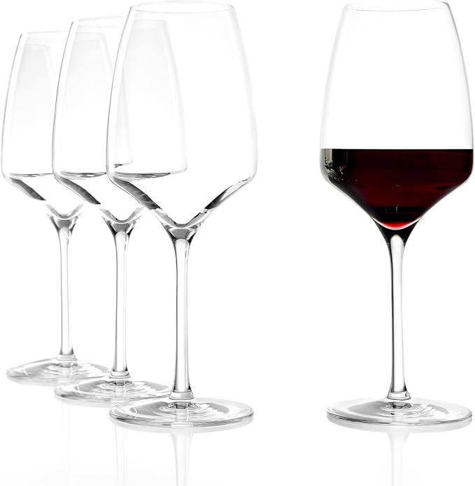 Stölzle Lausitz Red Wine Glasses 4 Set (EXPERIENCE). Dishwasher Safe Crystal Red Wine Glasses Set of 4 (15.25oz). Shatter-Resistant Crystal Wine Glasses Set of 4 - Genuine Stölzle Wine Glass Set by St%C3%B6lzle%C2%A0Lausitz