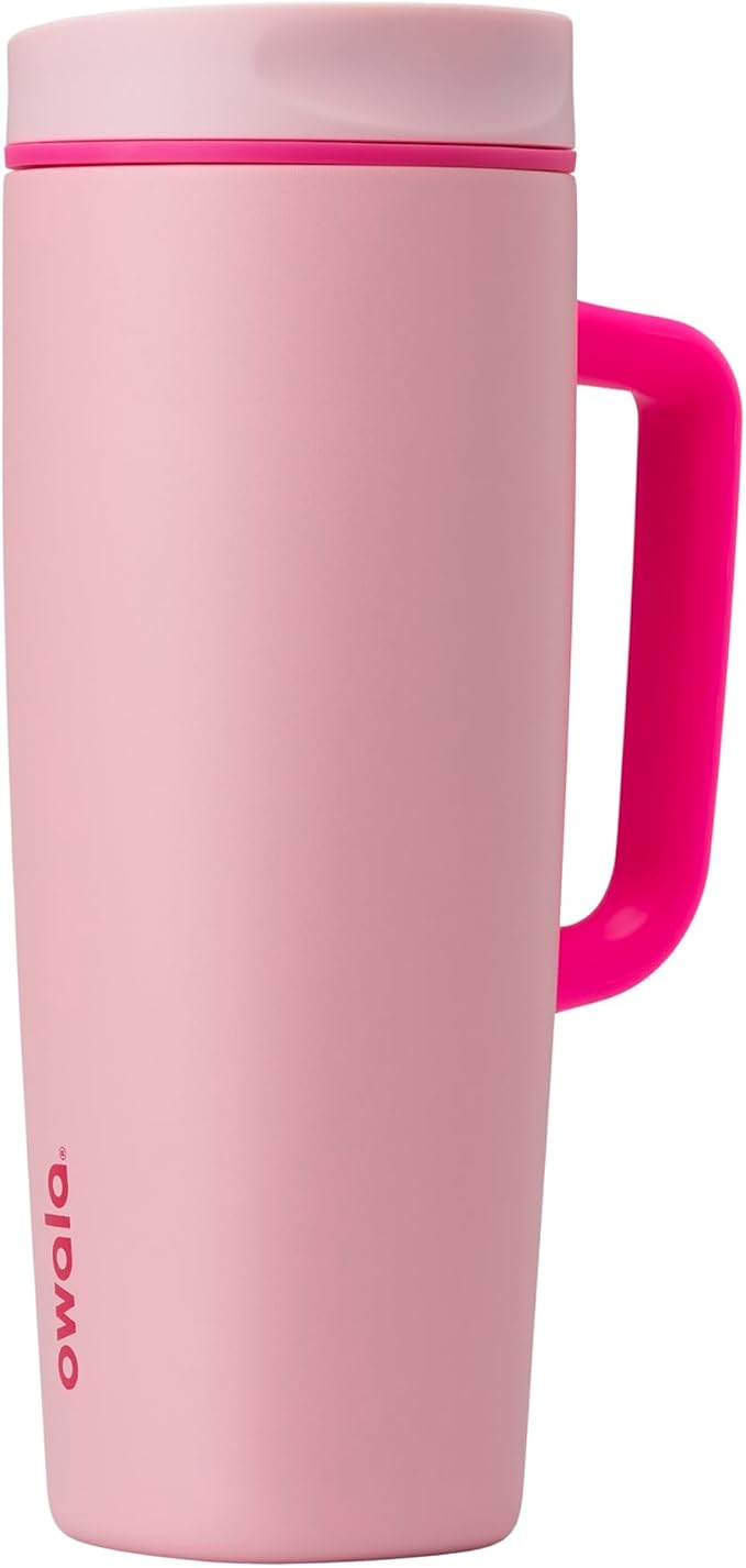 Owala SmoothSip Slider Stainless Steel Insulated Travel Mug with Handle, 100% Leak Proof, For Hot and Cold Drinks, Travel Friendly with Sliding Lock Lid, 24 oz, BPA Free, Leak Proof, Pucker Up by Unknown